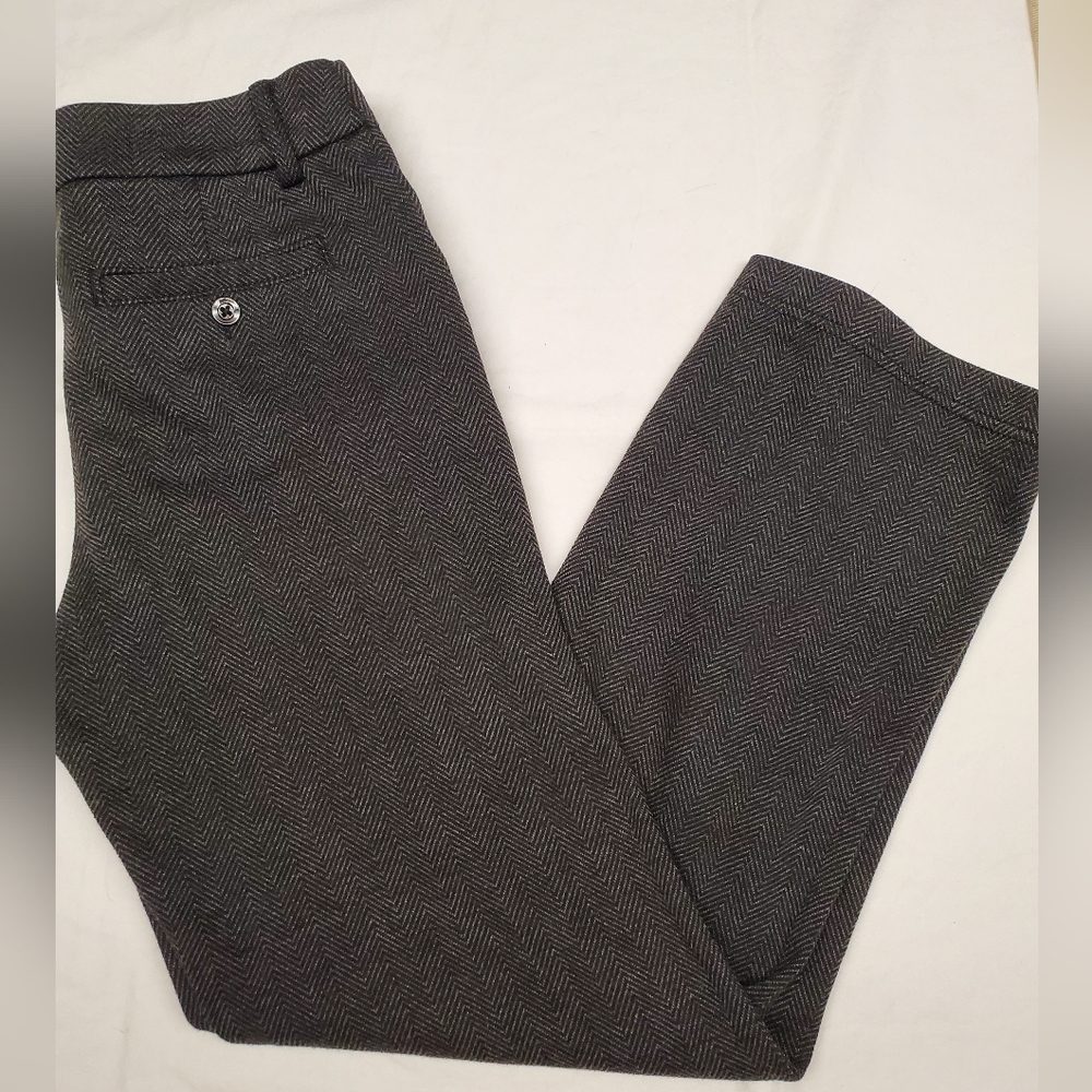 Lee Comfort Fit Herringbone Pants Gray Black Straight Leg Career Casual Slacks